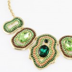 Rona Emerald Green Beaded Crystal Pendant Necklace